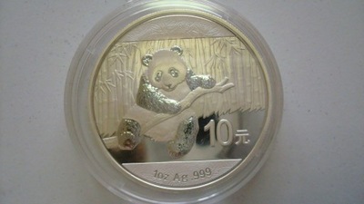 Moneta 10 yuan Chiny 2014 r. Panda srebro 1 oz stan 1