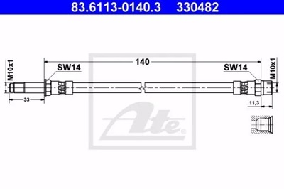 ATE 83.6113-0140.3 CABLE BRAKE REAR L/P  