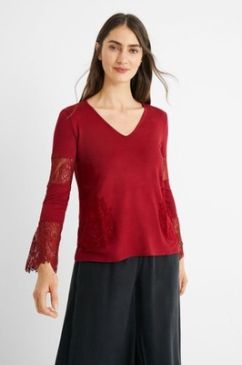 DESIGUAL BORDOWA BLUZKA V NECK (S)