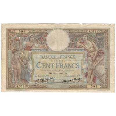 Francja, 100 Francs, 1932-04-21, VF(20-25), Fayett
