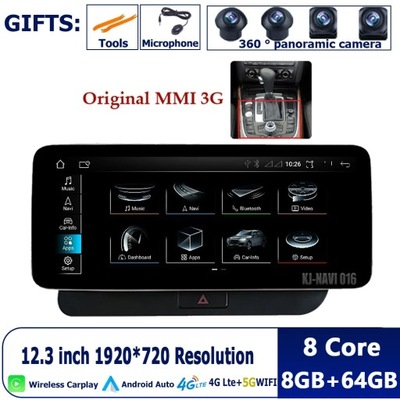 NAVIGATION GPS ANDROID 13 RADIO AUTOMOTIVE WIFI FOR AUDI Q5 RHD 2009-2017 CARPLAY  