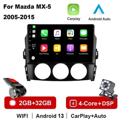 NAWIGATOR GPS ANDROID 13 RADIO DE AUTOMÓVIL PARA MAZDA MX-5 MX5 MIATA 2005 CARPLAY  