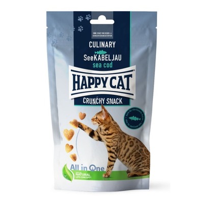 HappyCat Crunchy Snack Sea Cod, przysmak, dla kotów, dorsz i groszek, 70g