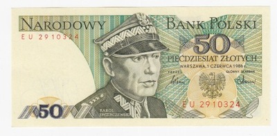 Banknot 50 zł 1986, seria EU, UNC