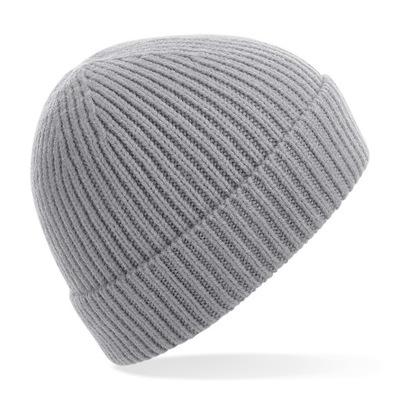 PRĄŻKOWANA CZAPKA BEANIE ZIMOWA JASNO SZARA