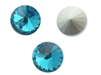 Szklane Rivoli 10 mm Aquamarine F - 4 sztuki