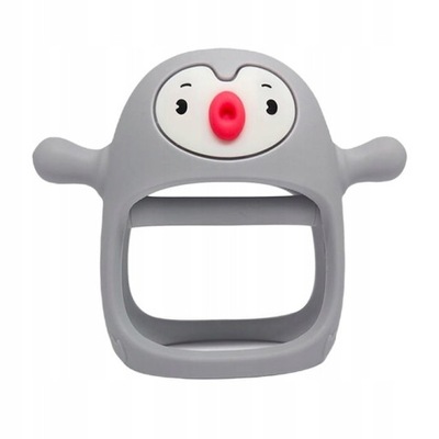 SMILY MIA Pingwin Light Gray silicone teether