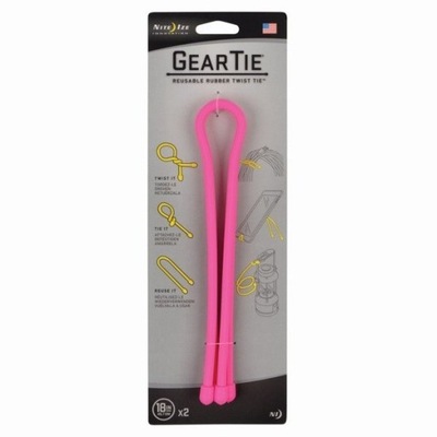 Nite Ize Zestaw linek Gear Tie Original 18" gumowy różowy neon 2 sztuk