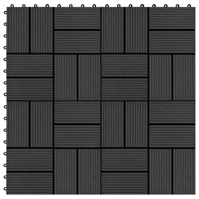 Płytki tarasowe, 11 szt., WPC, 30 x 30 cm, 1 m², czarne