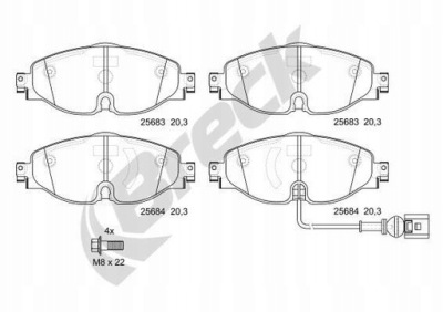 Гальмівні колодки гальмівні перед 256830070100 breck фото №1