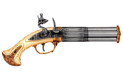 Czterolufowy pistolet skałkowy XVIII w. DENIX 1310