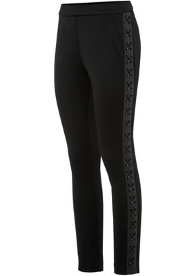 GJ92 LEGGINSY DAMSKIE BONPRIX Z EKO-SKÓRĄ 32/34 CZARNE