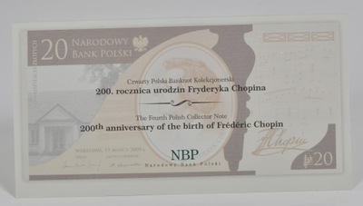 Etui do banknotu 20 zł Fryderyk Chopin 2009