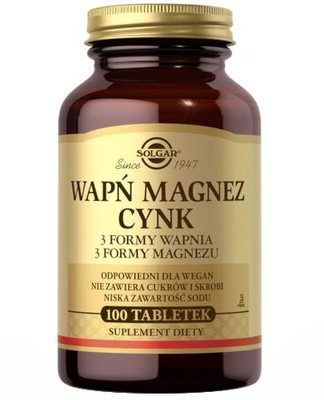 Solgar Wapń Magnez Cynk 100 tabletek