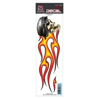 НАКЛЕЙКА LETHALTHREAT LT00586 FLAMING SKULL 3X10IN