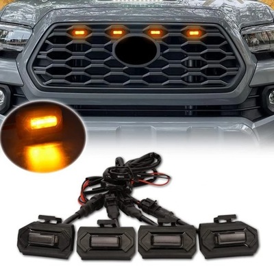 4 PIEZAS DIODO LUMINOSO LED DELANTERO REJILLA DE RADIADOR LUZ PARA TOYOTA TACOMA RAPTOR TRD APAGADO R~0030  