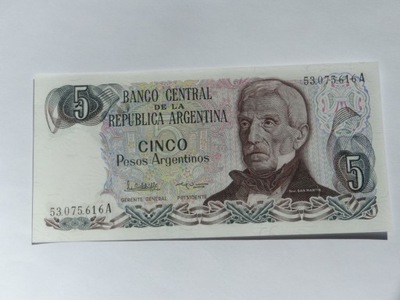[B0468] Argentyna 5 pesos UNC