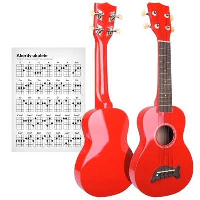 DREWNIANE UKULELE SOPRANOWE DLA DZIECI DO NAUKI 2 KOLORY + AKORDY