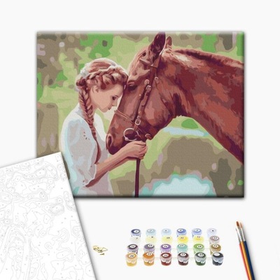 Ludzie na zdjęciach Obraz Malowanie Po Numerach Dziewczyna z koniem