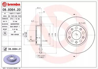 DISCO DE FRENADO PARTE TRASERA 278MM  