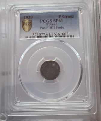 1 grosz 1939 - PRÓBA - PCGS Grading