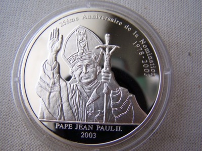 - KONGO -- 2003 -- 10 Francs -- SREBRO -- Jan Paweł II