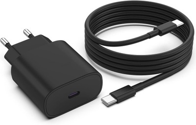 ŁADOWARKA USB C 25W CZARNA KABEL USB C DO C PD QC 3.0 2m