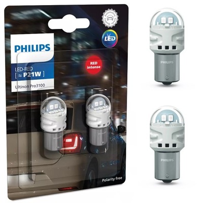 LUCES DIODO LUMINOSO LED P21W PHILIPS ULTINON PRO3100 SI ROJO  