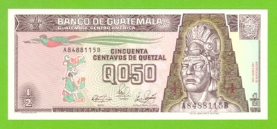 GWATEMALA 1/2 QUETZAL 1989 P-72a UNC