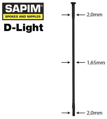 Sapim D-Light 2,0-1,65 szprychy straight pull 290