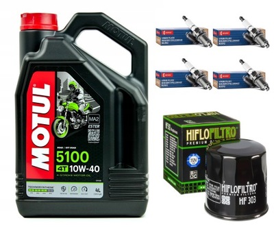 ACEITE MOTUL + FILTRO HF303 + BUJÍAS DENSO U27ESR-N, YAMAHA FZS1000, 00-05R.  