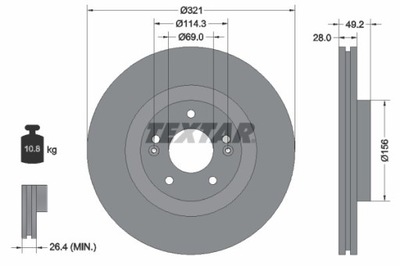 2X DISCO DE FRENADO HYUNDAI PARTE DELANTERA SANTA FE 2,0-3,5 09- 92242905  