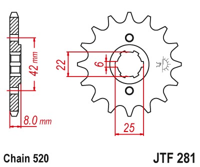 ЗУБЧАТКА ПЕРЕДНЯЯ JTF281-15 15Z РАЗМЕР 520