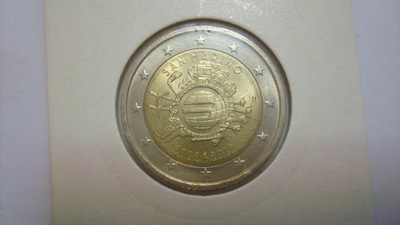 Moneta San Marino - 2 Euro - 2012 10 lat euro