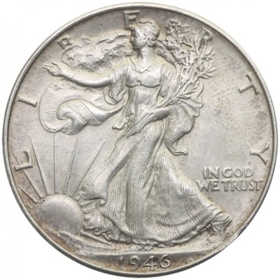USA 1/2 dolara, half dollar 1946 - idąca Wolność