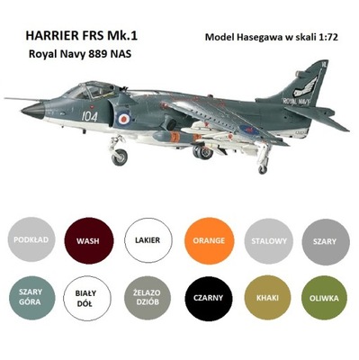 Model plastikowego samolotu do sklejania Harrier FRS Mk1 Royal Navy + Farby