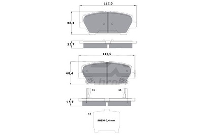 TOMEX BRAKES ZAPATAS DE FRENADO KIA SORENTO II 09-15 PARTE TRASERA  