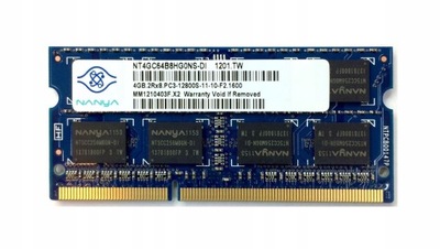 PAMIĘĆ 4GB DDR3 PC3-12800S 1600MHZ NANYA NT4GC64B8HG0NS-DI SODIMM LAPTOP