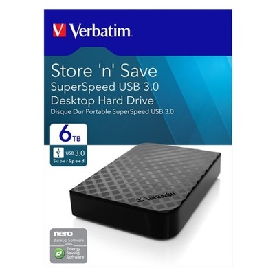 Zewnętrzny dysk twardy, Verbatim, 3.5", Store,N,Save, USB 3.0 6TB HDD