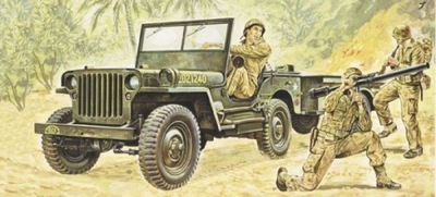 Italeri Willis MB Jeep with Trailer