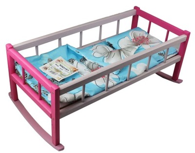 Duża Kołyska kolorowa łóżeczko dla lalek + pościel
