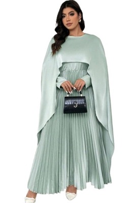 SHEIN PLUS SIZE SUKIENKA MAXI Z PLISOWANIEM ZIELONA 46 1AM