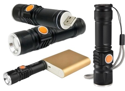 MINI FLASHLIGHT LED USB ZOOM KEYRING BATTERY  