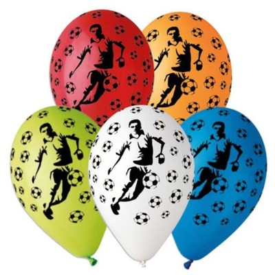 Balony PIŁKARZE Piłka Nożna kolorowe MIX 5 szt