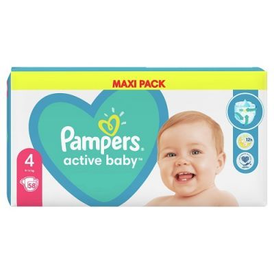 PAMPERS ACTIVE BABY Maxi Pack S4 58 sztuk