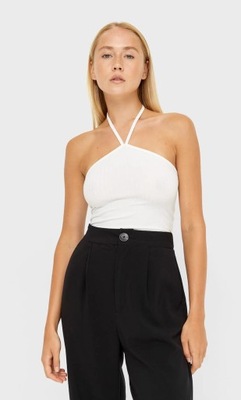 STRADIVARIUS_PRĄŻKOWANY TOP WIĄZANY 6595431