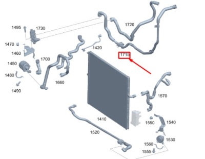 Mb gle w167 charge air кулер to клапан охолоджуюча рідина line a1675005901 фото №1
