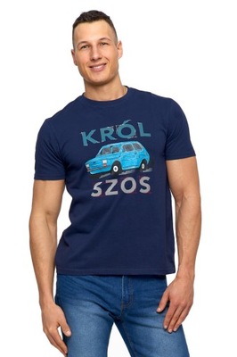 T-shirt koszulka KRÓL SZOS granatowa - XL