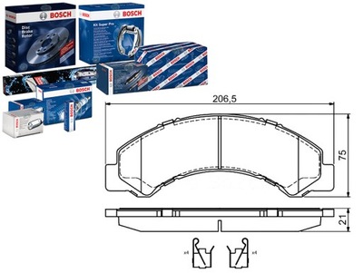 BOSCH КОМПЛЕКТ КОЛОДОК ТОРМОЗНЫХ BOS, 0 986 494 6