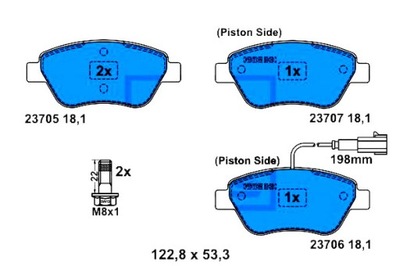 Ate гальмівні колодки гальмівні fiat перед bravo albea stilo фото №1